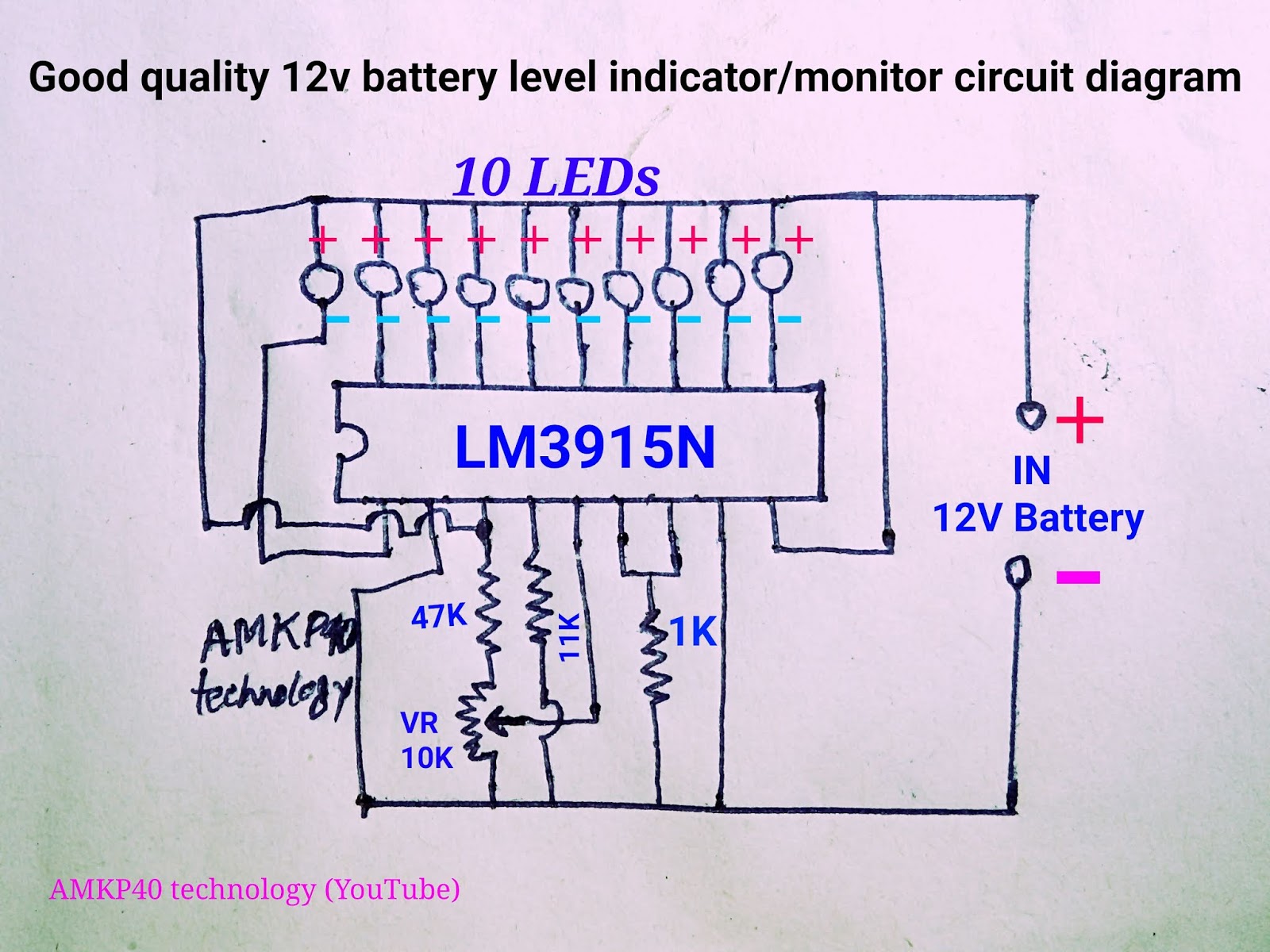 How To Make 12V battery level monitor/indicator circuit at home.