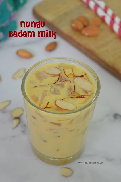 Ice Apple Badam Milk Recipe | Nungu Badam Paal |Palm Fruit Badam Milk