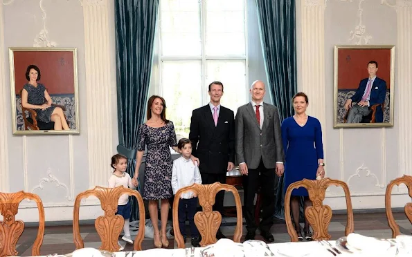 Prince Joachim and Princess Marie attend the unveiling of their portraits. Prince Henrik and Princess Athena. style royals, jewels, diamond earrings