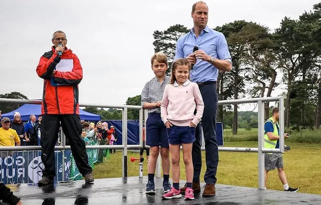 Princess Charlotte wore a pair of denim shorts, and bright pink Nike trainers, and a baby pink sweatshirt by Ralph Lauren