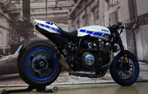 Yamaha XJR1300 Cafe racer Modification white and blue