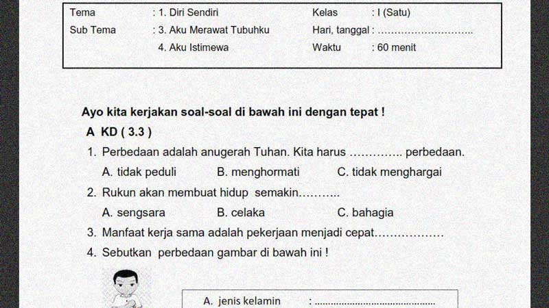 Soal Penilaian Kelas 1 Tema 1 Subtema 3 Dan 4 Kunci Jawaban Sekolahdasar Net Soal Penilaian Kelas 1 Tema 1 Subtema 3 Dan 4 Kunci Jawaban Sekolahdasar Net