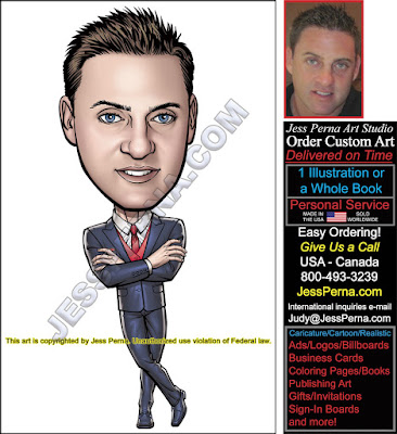 Leaning Real Estate Agent Wearing Suit Caricature