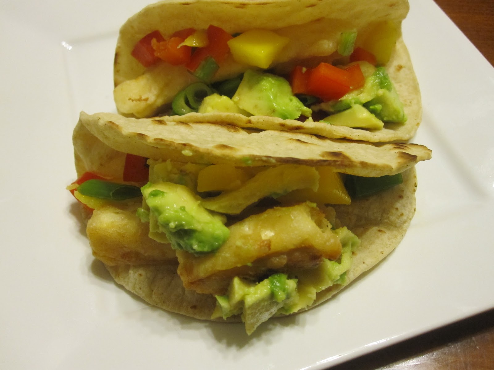 BeerBatteredTofu Tacos with Mango Salsa