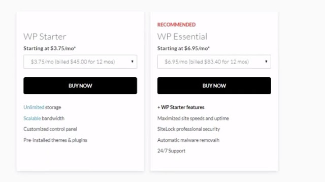 WordPress hosting plan pricing