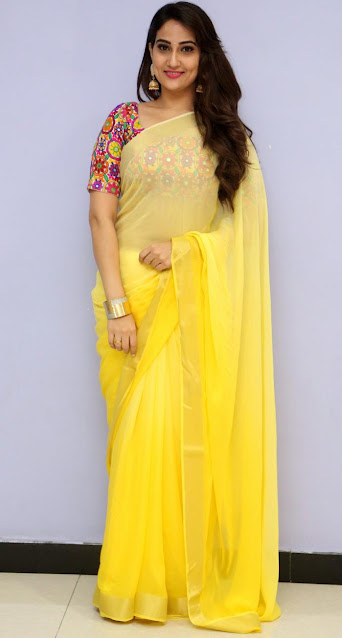South Indian TV Actress Manjusha Stills In Traditional Yellow Saree 108