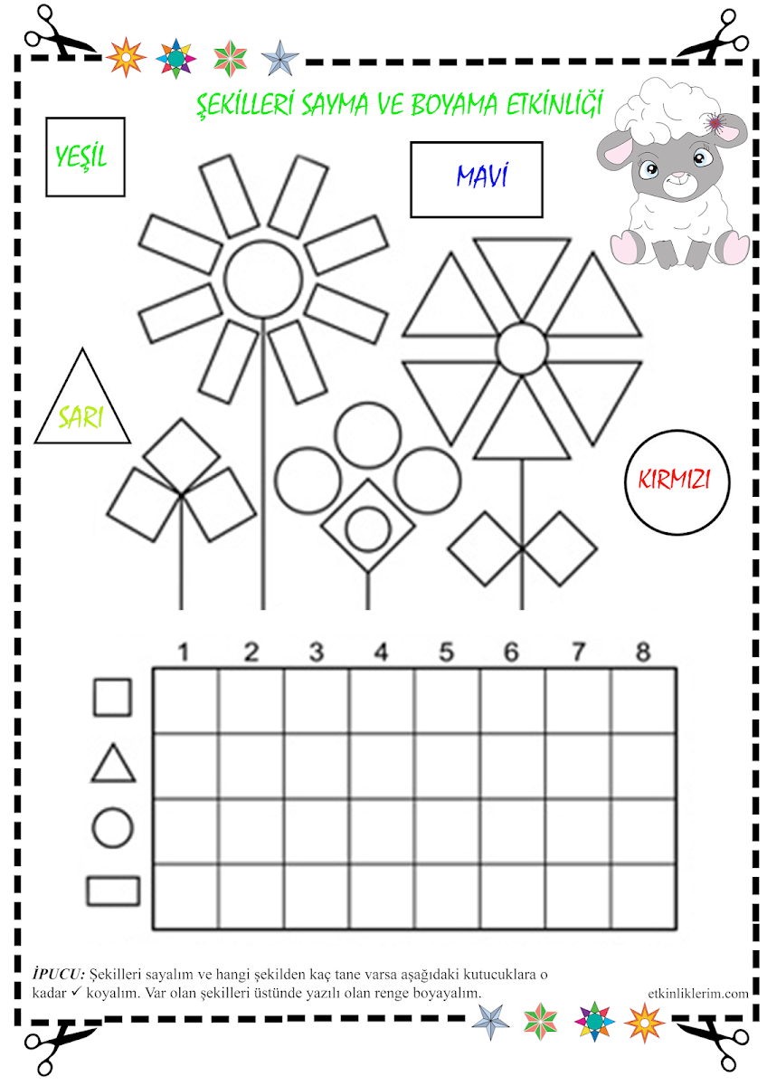 Şekilleri Sayma ve Boyama Etkinliği – 1