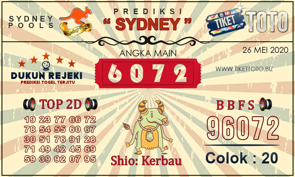 Prediksi Togel SYDNEY TIKETTOTO 26 MEI 2020