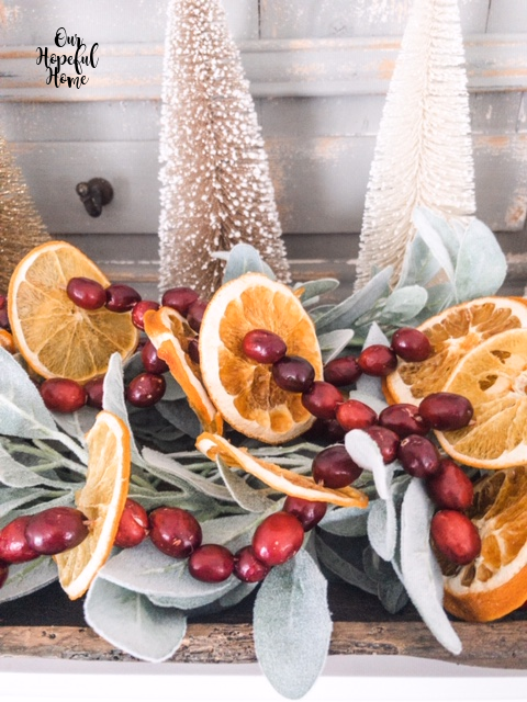 dried oranges cranberry garland lamb's ear