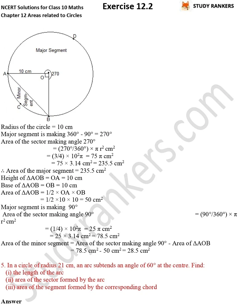 NCERT Solutions for Class 10 Maths Chapter 12 Areas related to Circles Exercise 12.2 Part 7