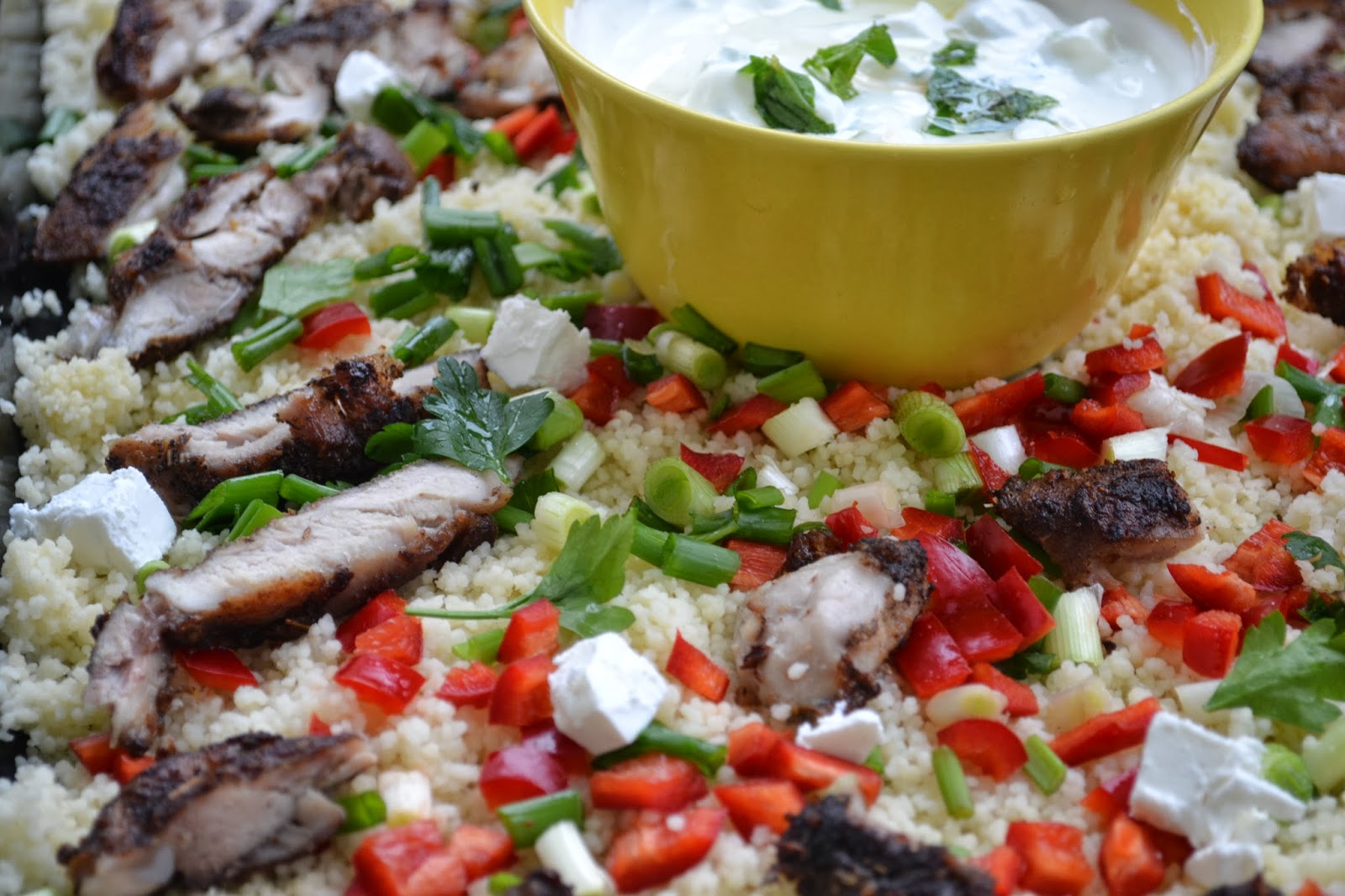 homemade Couscous cu legume, pui aromat si tzatziki