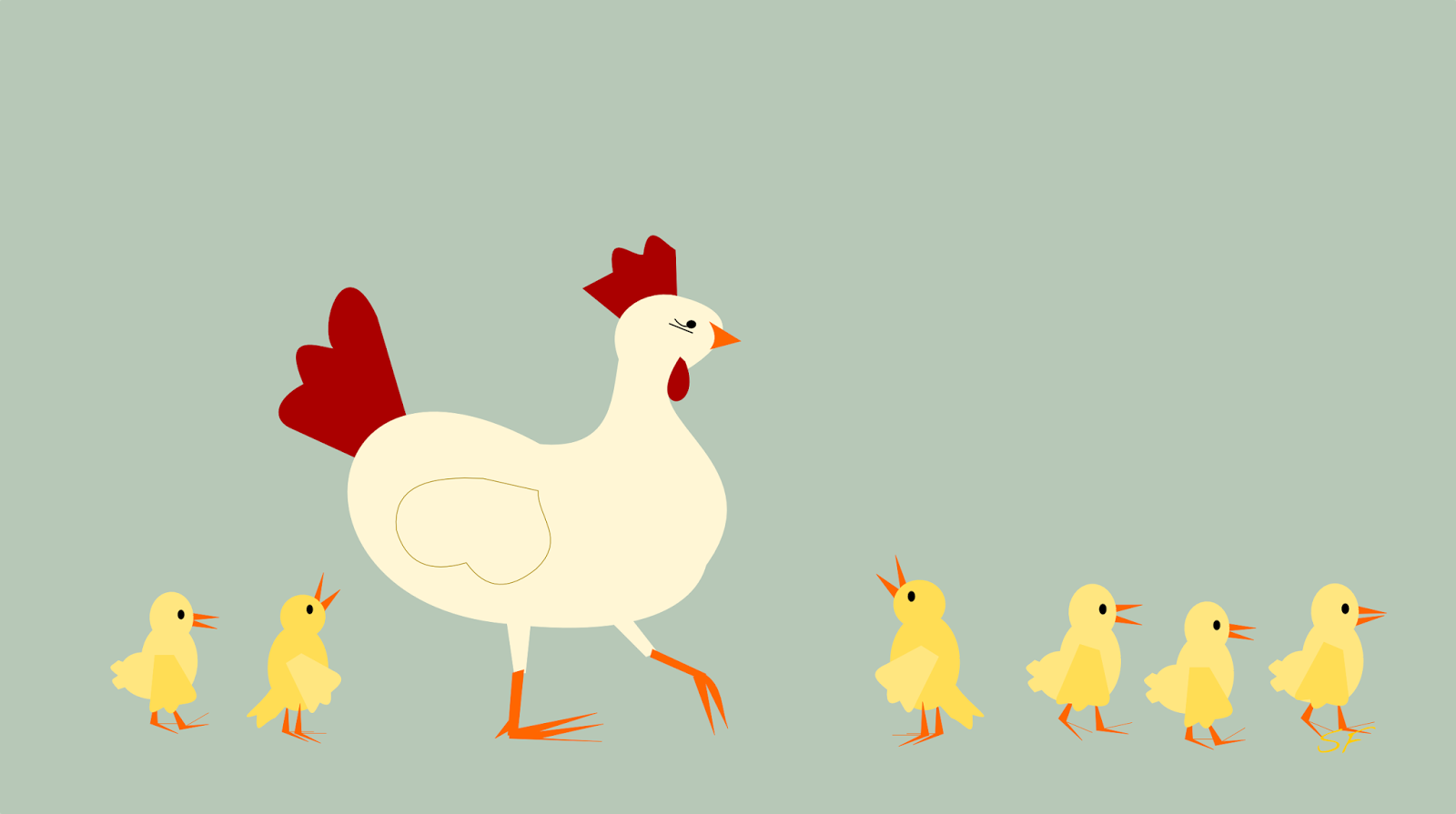hen and baby chickens card