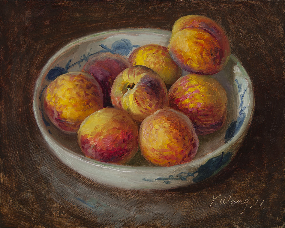 Wang Fine Art peaches painting original daily painting a day still
