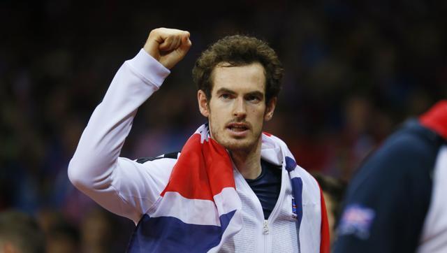 Great Britain's Andy Murray celebrates after beating Belgium's David Goffin to win the Davis Cup. (REUTERS)