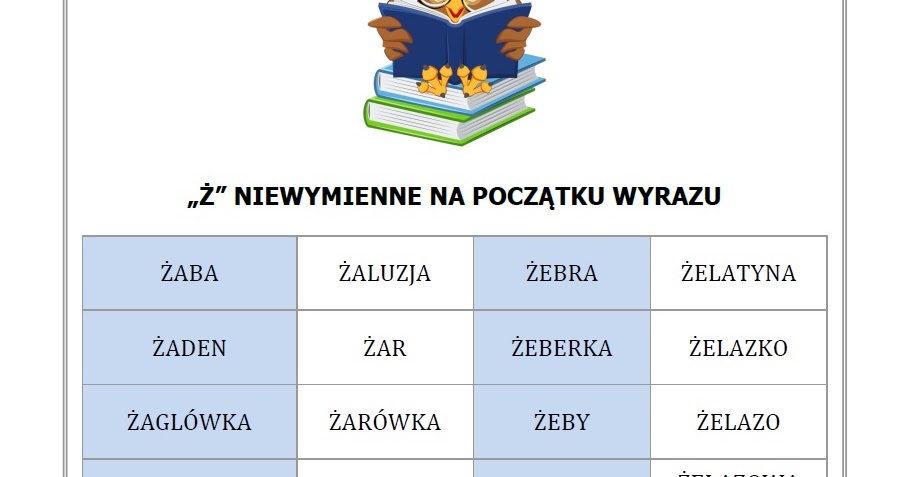 Wyrazy Z Rz Niewymiennym Alfabetycznie BLOG EDUKACYJNY DLA DZIECI: WYRAZY Z Ż NIEWYMIENNYM