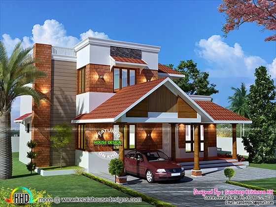 Laterite stone wall cladding house front elevation