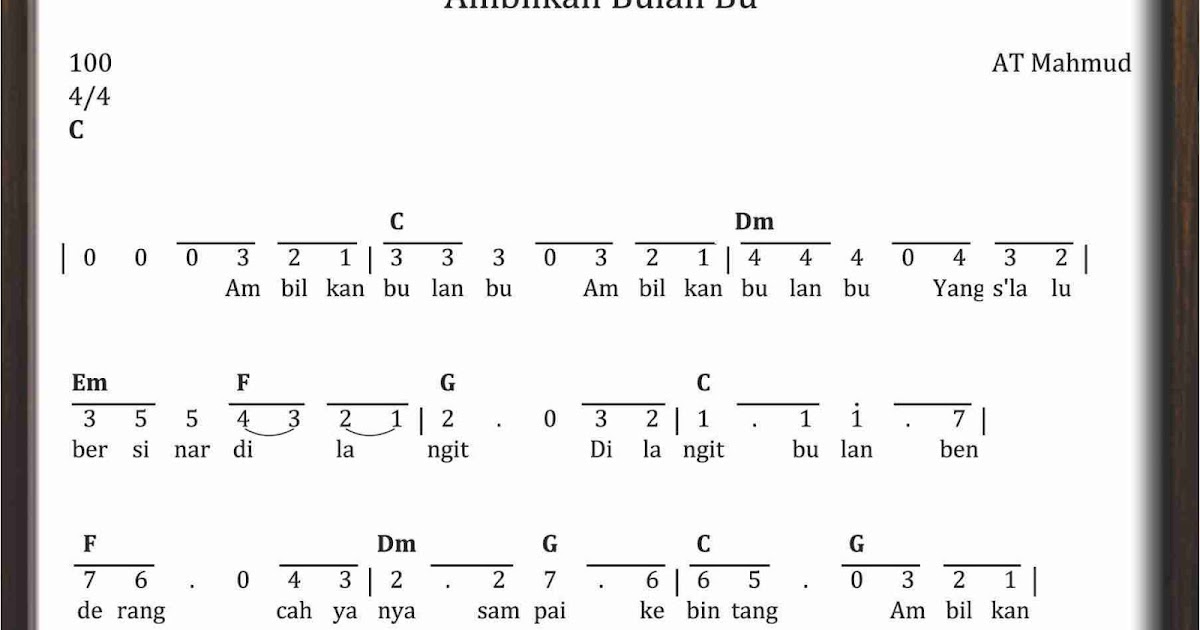 Not Angka Ambilkan Bulan Bu SEKITAR MUSIK