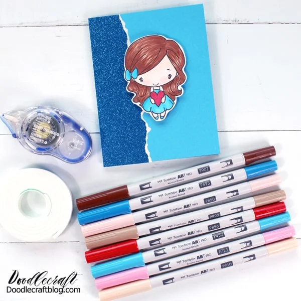 Tombow recently released the ABT PROs, a line of alcohol ink markers and they are fantastic! Alcohol ink markers are amazing. They are not great for hand lettering...but they are excellent for blending. They blend flawlessly with no marker streak lines left behind. They are super pigmented and come in an array of colors. They come in very pale colors too, which is awesome for light skin tones, hair, or just little details. 