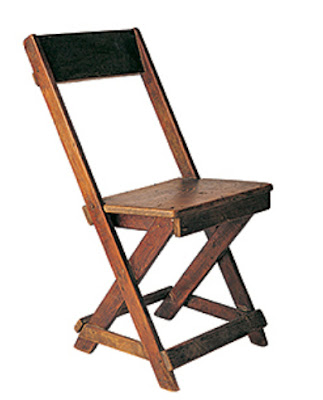 Chair carved from scrap wood by Japanese-American internees during WW2