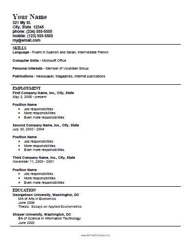 Blank Simple Resume Template Federal Resume Blank Simple Resume Template Federal Resume