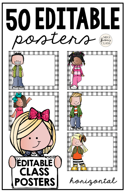 Editable Class Posters for your classroom Kindergarten First Grade Second Grade