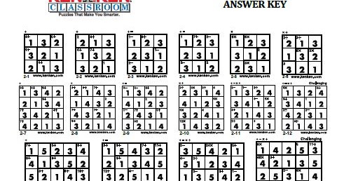Kenken Classroom Answer Key 4x4 - best worksheet