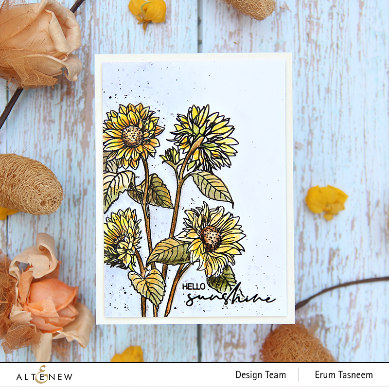 Altenew Paint-A-Flower: Sunflower + Woodless Watercolour Pencils | Erum Tasneem | @pr0digy0