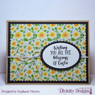 Divinity Designs Stamp Set: Miracle of Easter Custom Dies: Scalloped Rectangles, Ovals, Scalloped Ovals Paper Collection: Spring Flowers 2019