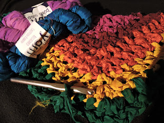 stitches for Darn Good Yarn rainbow shawl