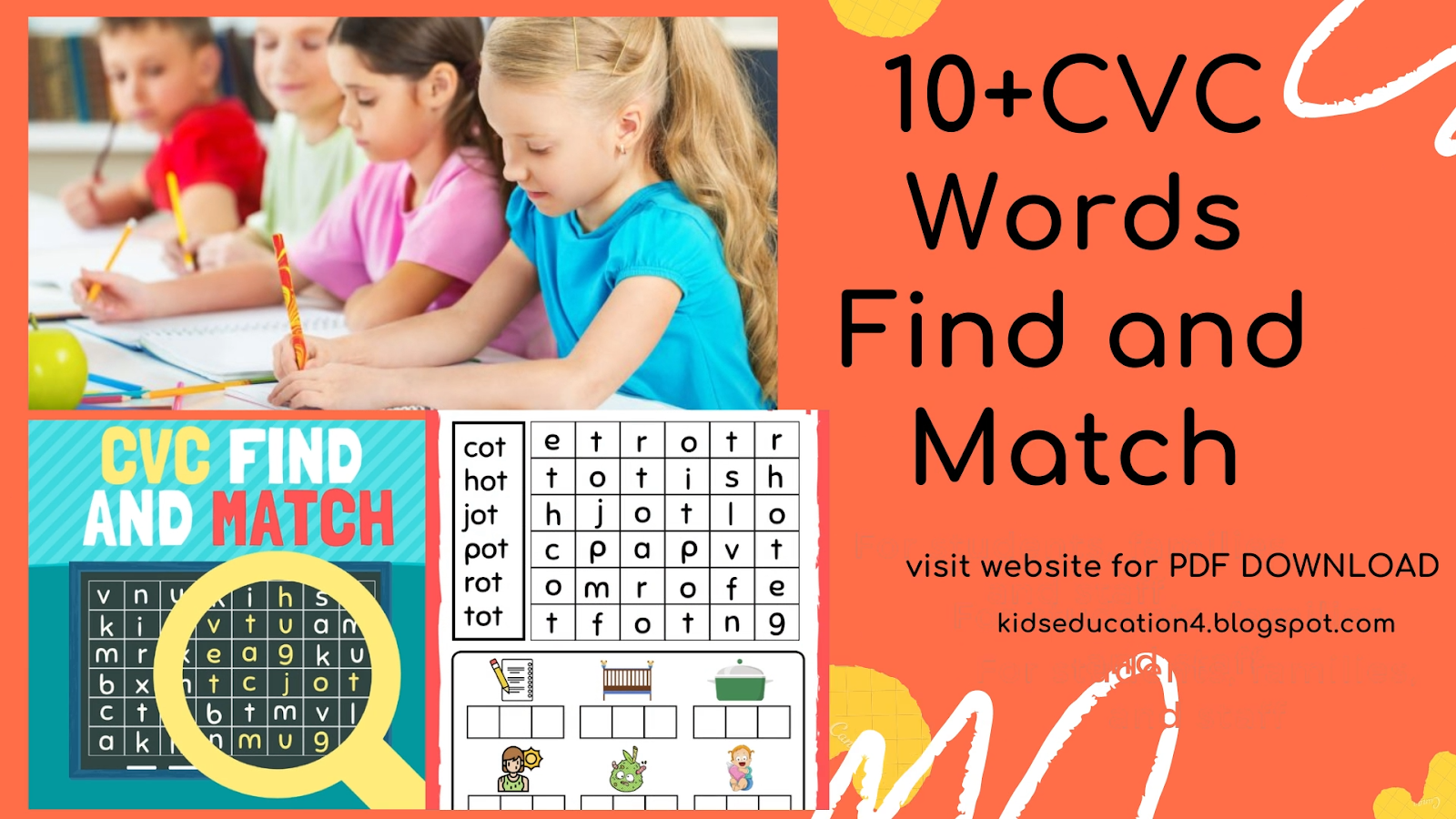 CVC Words Find and Match Worksheets Printables