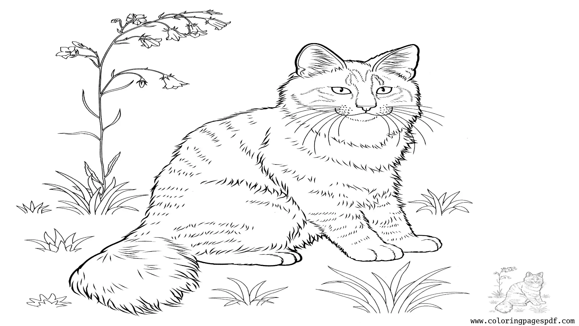 Coloring Page Of A Long Haired Cat