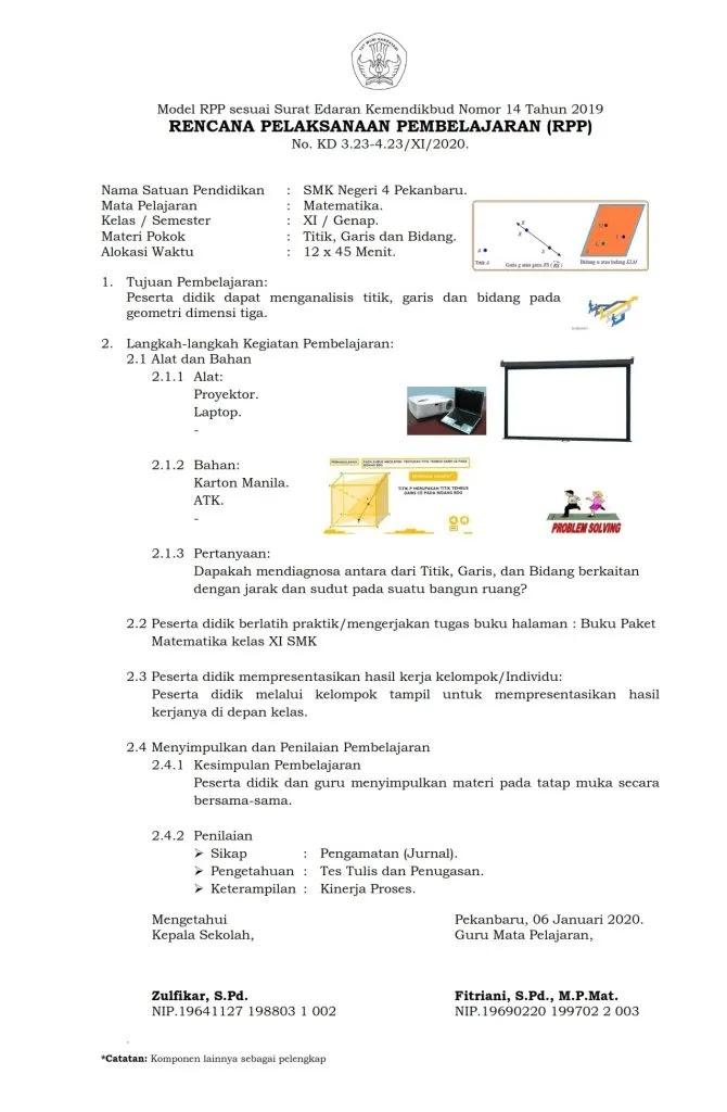 Berikut Format Contoh Model Rpp 1 Halaman Lembar Epanrita Com