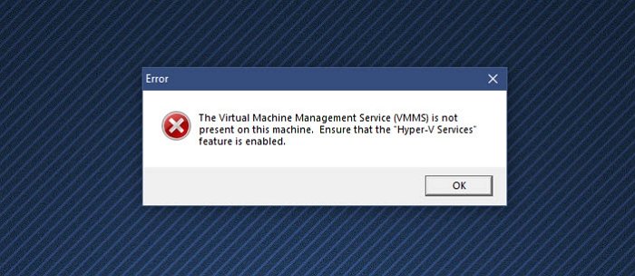 Virtual Machine Management n'est pas présent sur cette machine