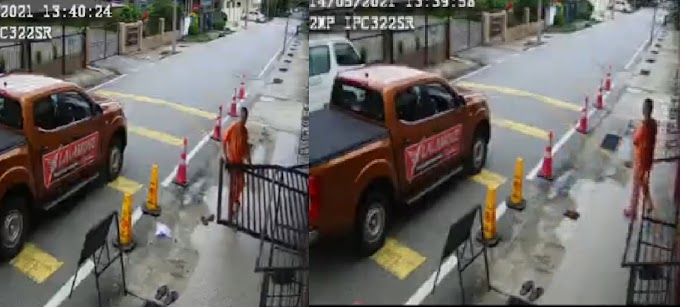 (Rakaman CCTV) - Kerana terlalu marahkan pengurusan masjid tak dapat solat, suspek bertindak menendang pagar masjid hingga roboh