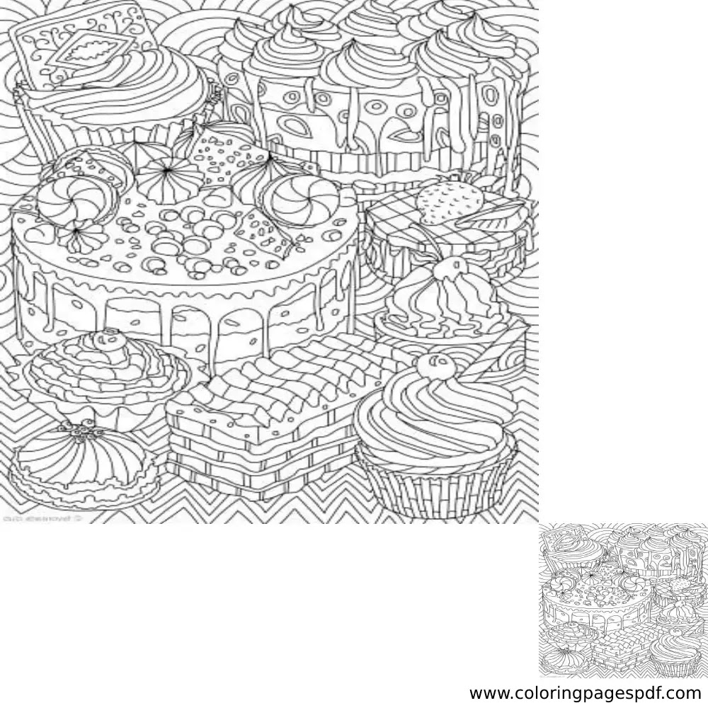 Coloring Page Of Cakes Mandala