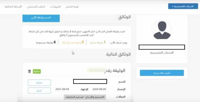 وثيقة العمل الحر قيد الانتظار شروط استخراج وثيقة العمل الحر