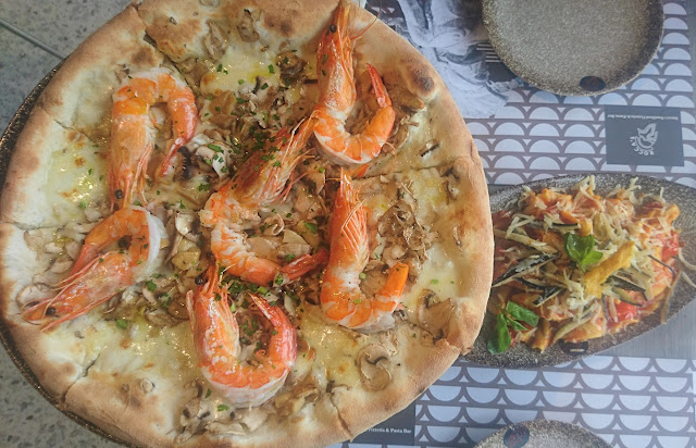 Rocca's Woodfired Pizzeria and Pasta Bar, Blackburn, prawn pizza