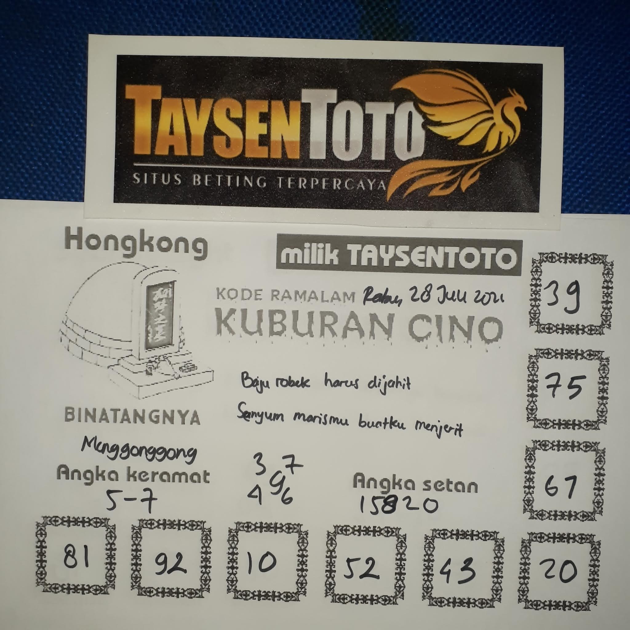 Kode syair togog hongkong rabu 28 juli 2021 KODE SYAIR TOGOG