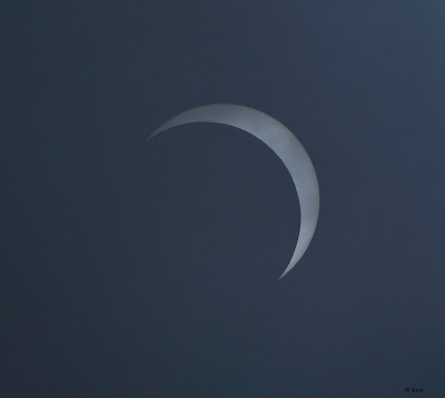""Solar eclipse as aeen in the overcast sky Mount Abu."