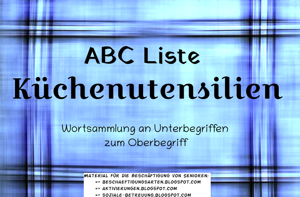 Abc Liste Kuchenutensilien