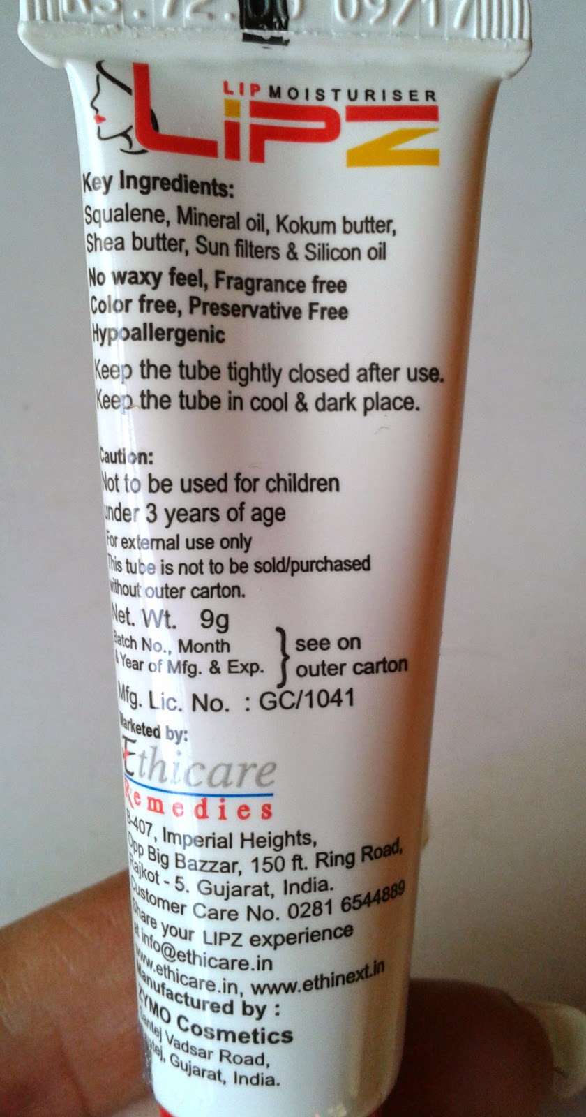 Ethicare Remedies Lipz Lip Moisturiser Review