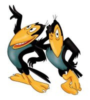 two cartoon magpies with attitude