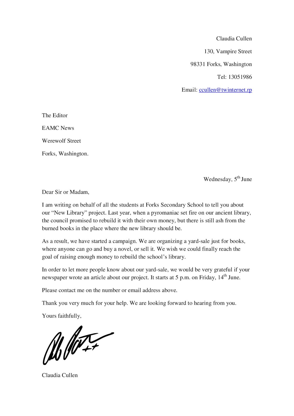 English Corner Franciscanos A Formal Letter By Claudia Ropital 3 B ESO
