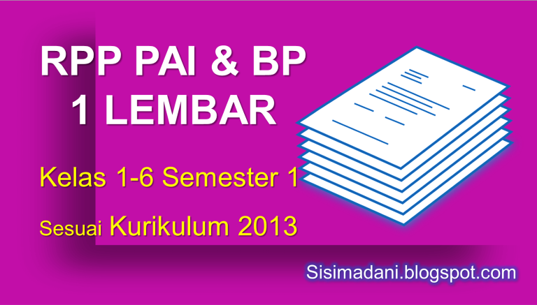 RPP PAI & BP 1 Lembar Daring K13 Semester 1