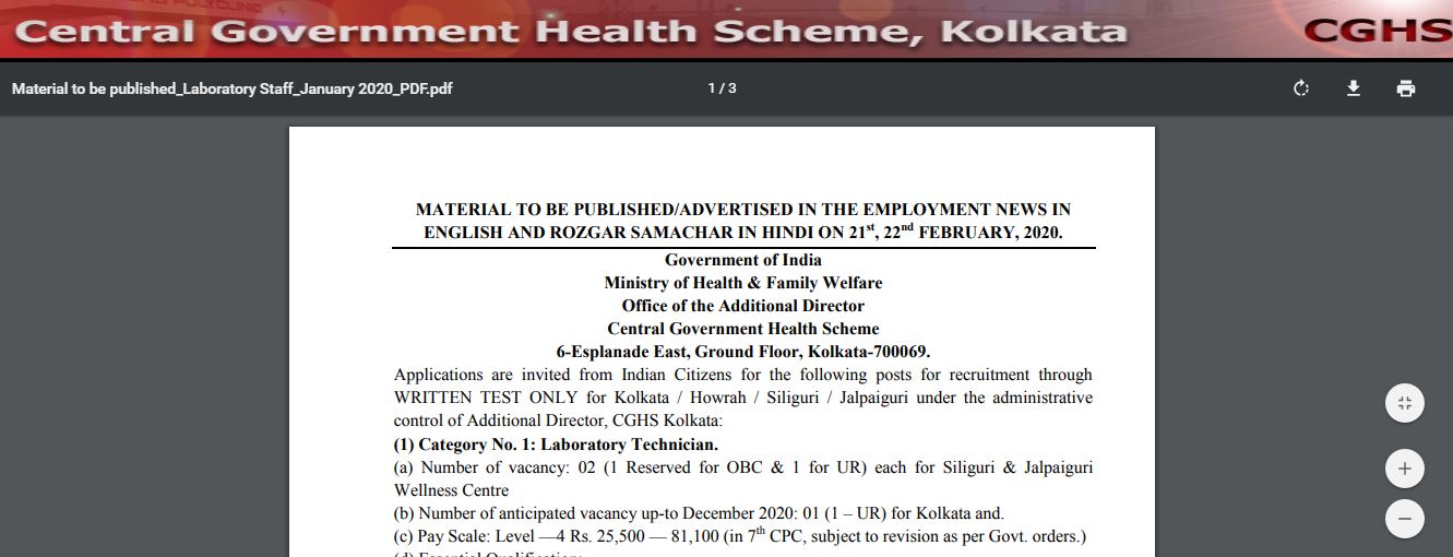 CGHS Lab Assistant/ Technician Previous Question Papers and Syllabus 2020