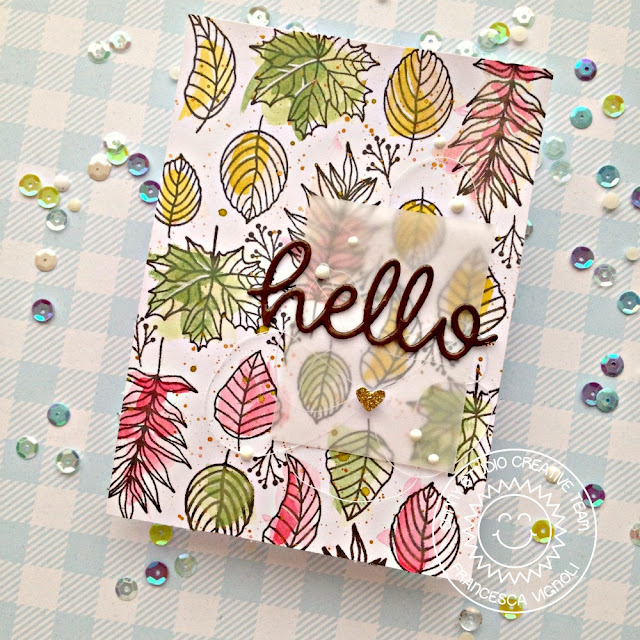 Sunny Studio Stamps: Elegant Leaves Hello Word Die Autumn Themed Hello Card by Franci Vignoli