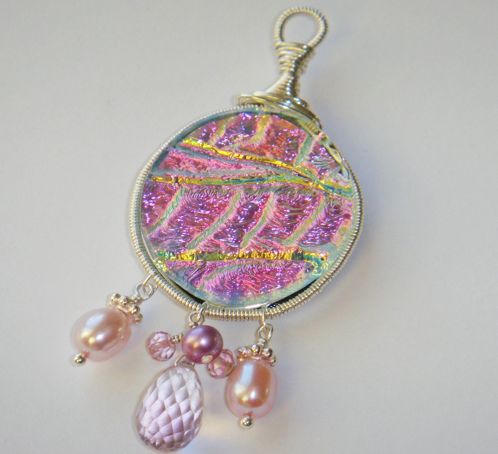 360 Fusion Glass Blog Add Some Summer Sizzle Fused Glass Wire Wrapped Pendant with Gemstones
