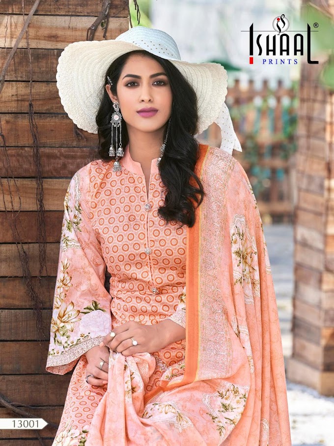 Ishaal Print Gulmohar Vol 13 Pure Lawn Collection in Wholesale Rate  