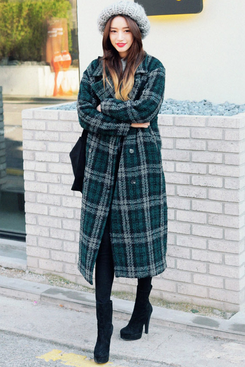 [Stylenanda] Basic Chic Check Long Coat | KSTYLICK - Latest Korean ...