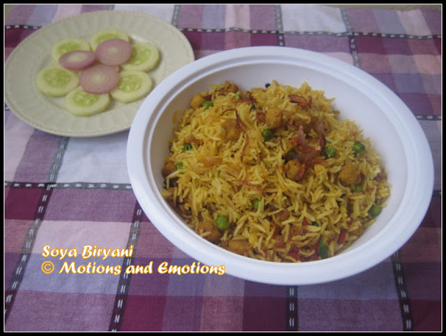 Soya Biryani / Soya Chunk Biryani / Meal Maker Biryani